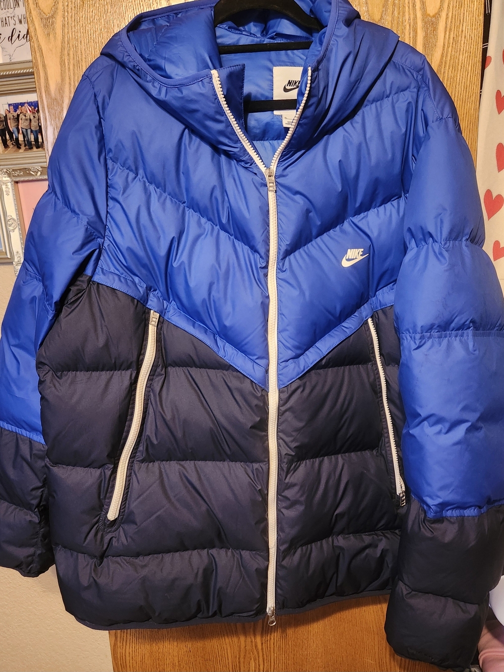 Nike Blue & Navy Two-Tone Hooded Puffer Jacket